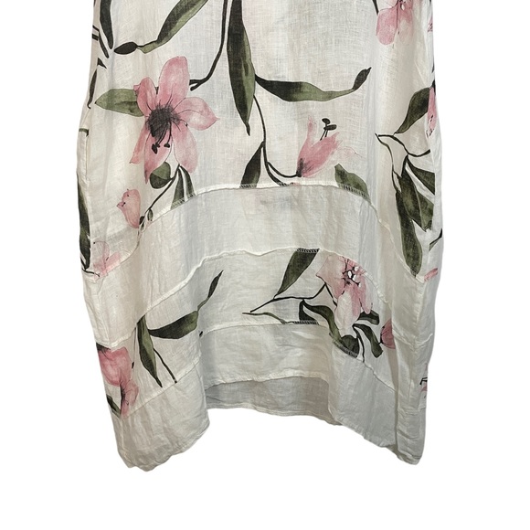 Floral Linen Dress with Pink and Green Accents - Picture 4 of 8